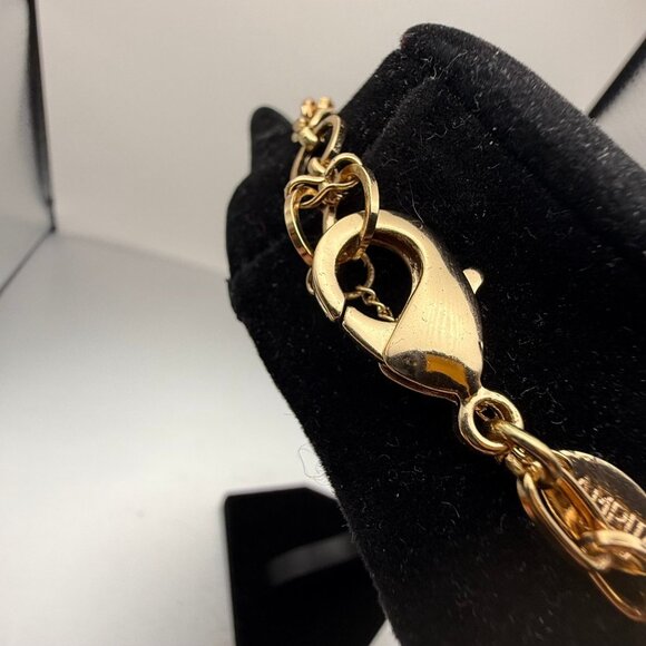 Anne Klein Statement Bib Necklace Blue Enamel Gold Tone Geometric Chevron - Picture 3 of 7